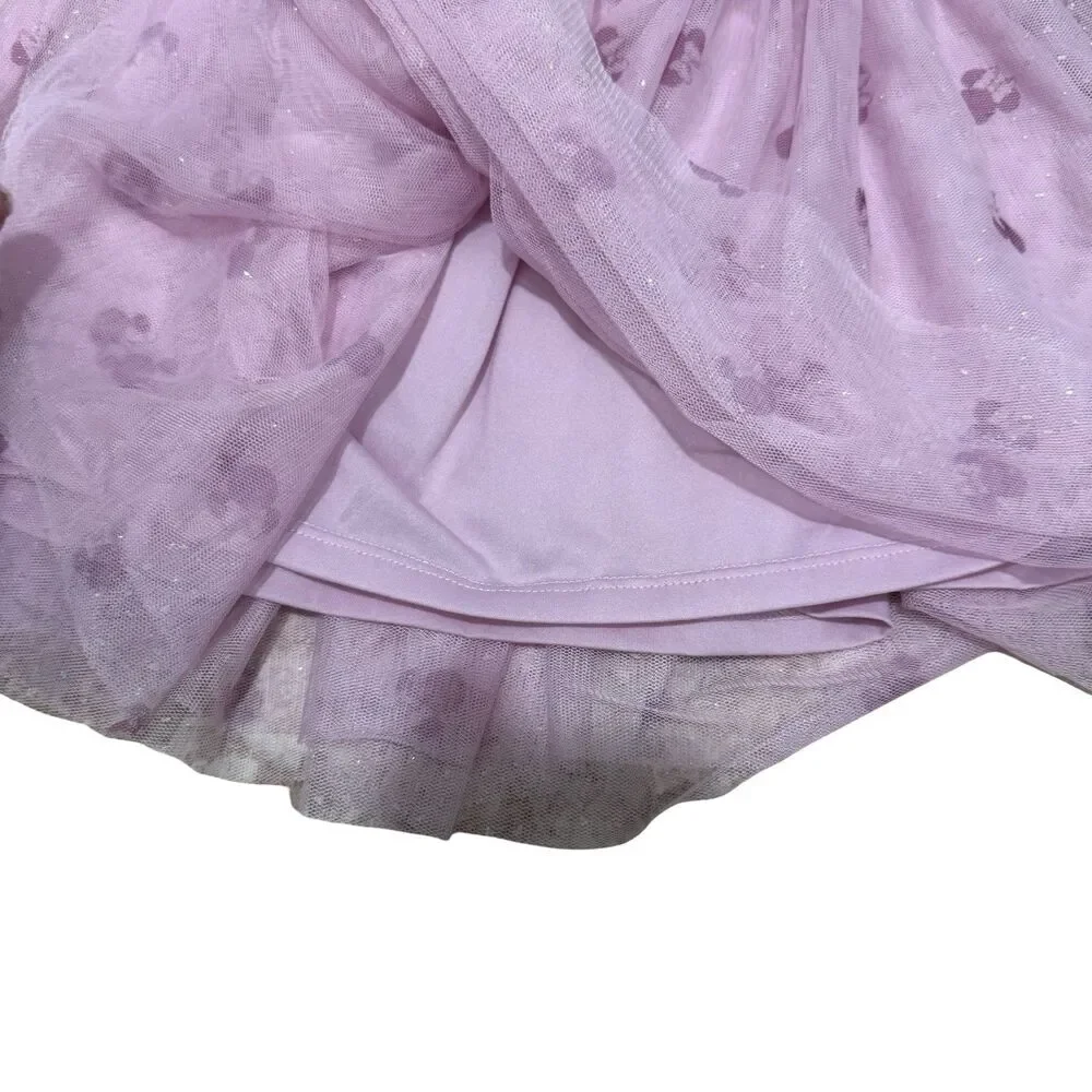 Girls kids pink Tutu skirt glitter Minnie Mouse Ears Disney Junior Size 5 EUC